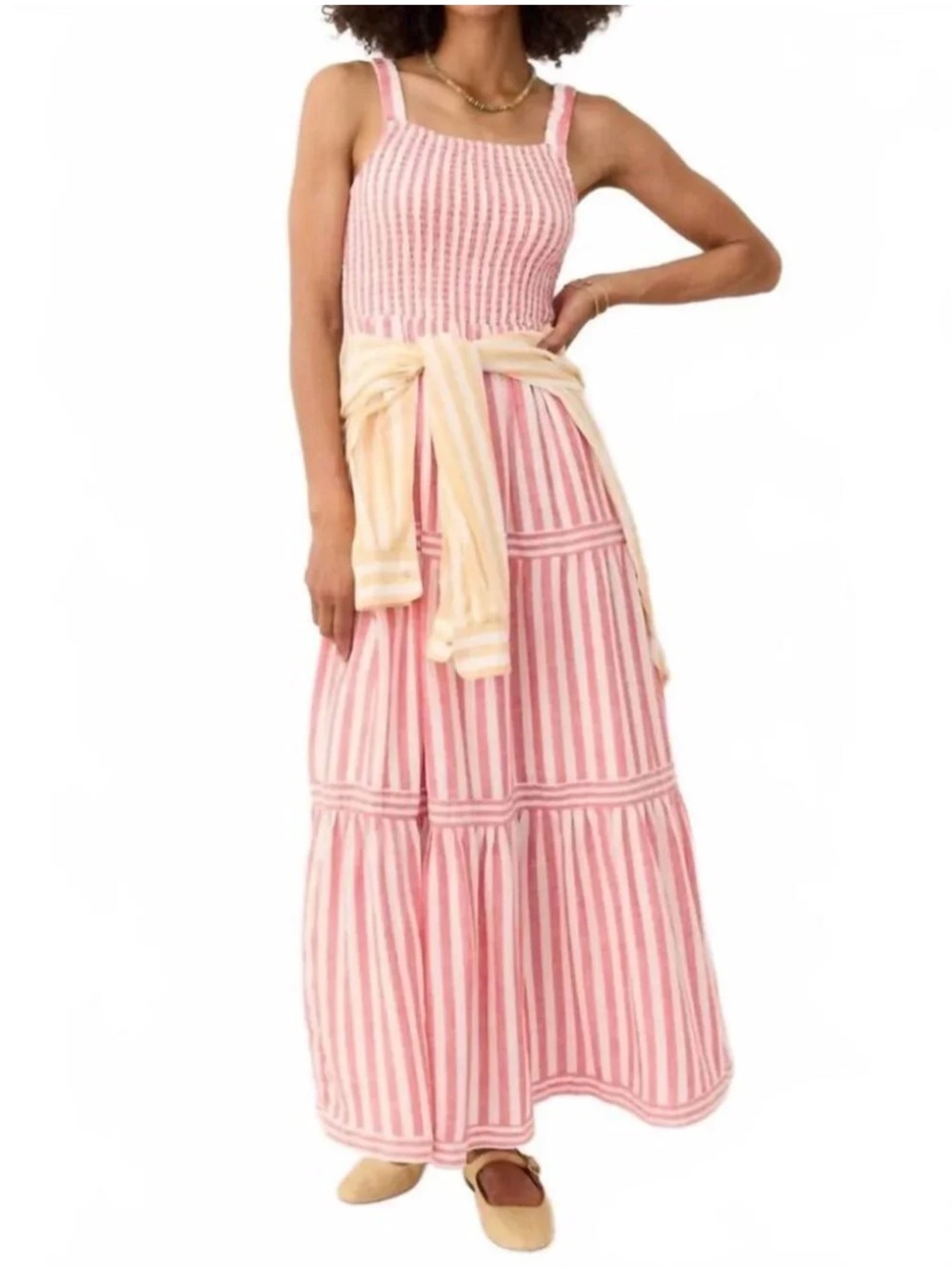 Marine Layer Selene Maxi Dress in Hibiscus Stripe size XS